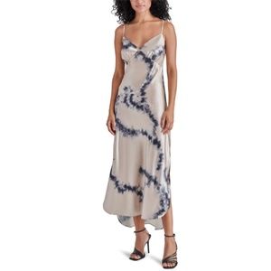 Steve Madden Lorenza Shibori Print Satin Midi Slipdress